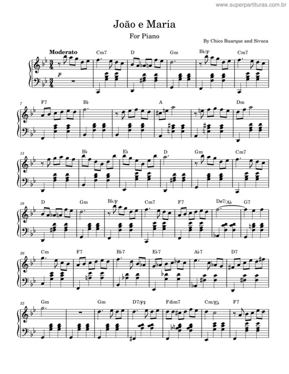 Partitura da música João E Maria v.21