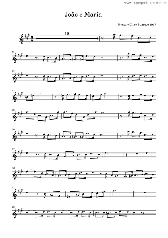 Partitura da música João E Maria v.22