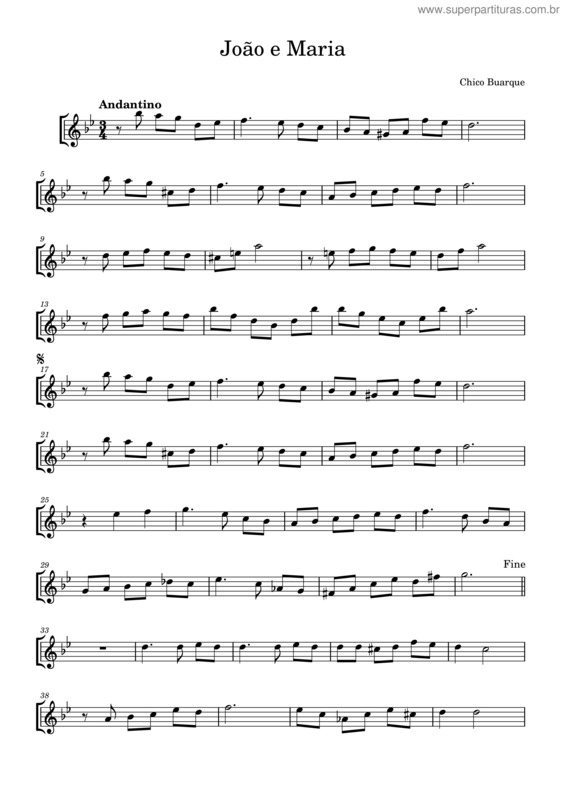 Partitura da música João E Maria v.24