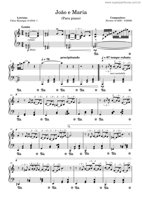 Partitura da música João E Maria v.27