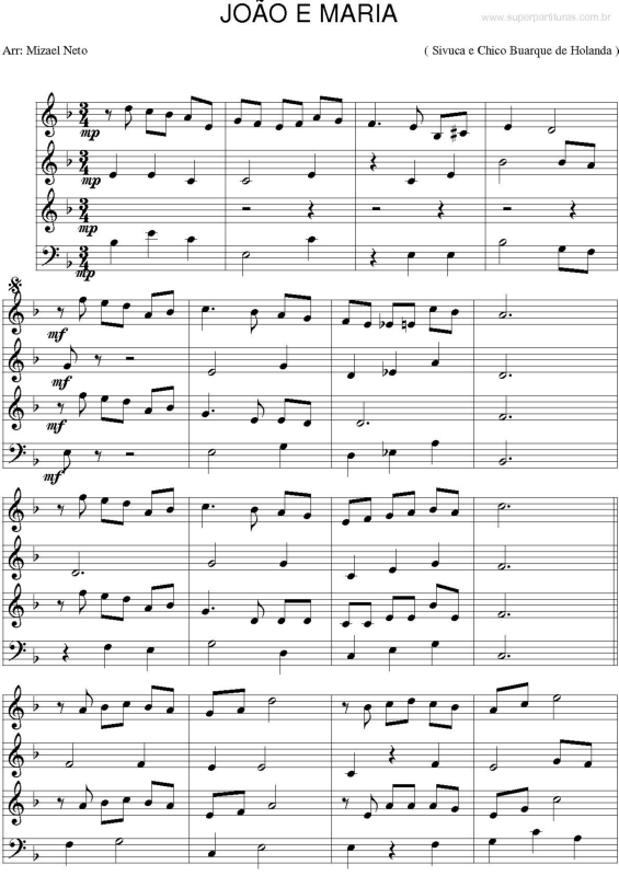 Partitura da música João e Maria v.5