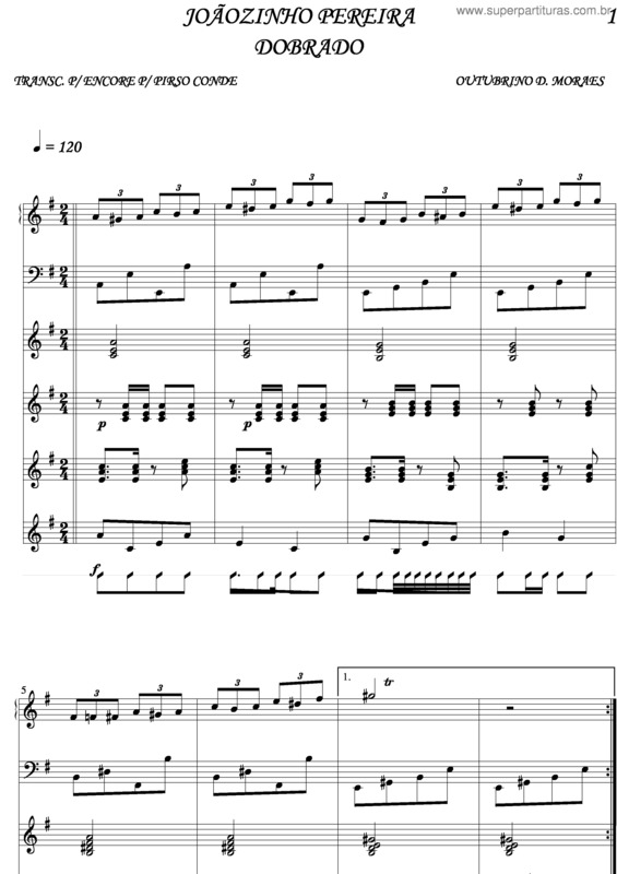 Partitura da música Joãozinho Pereira v.2