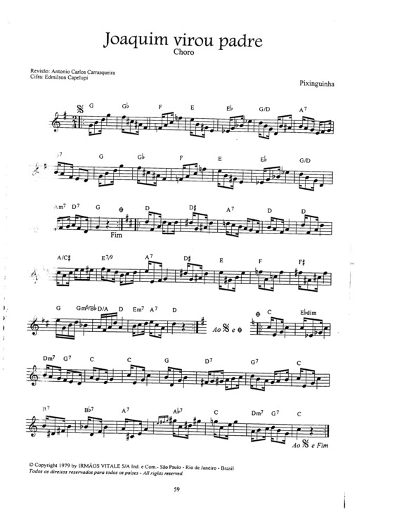 Partitura da música Joaquim Virou Padre v.6