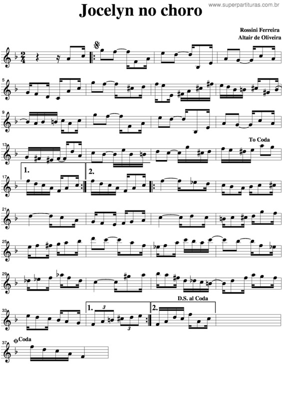 Partitura da música Jocelyn No Choro