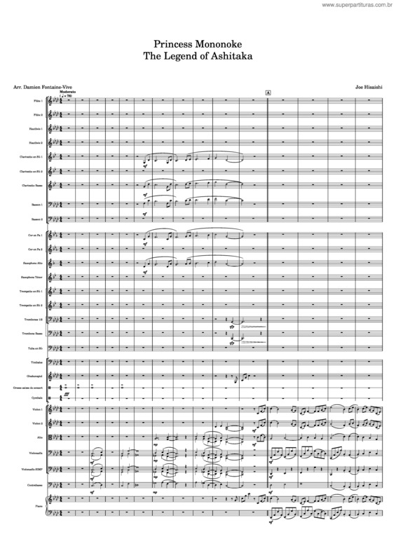 Partitura da música Joe Hisaishi Arr. Damien Fontaine–Vive The Legend Of Ashitaka
