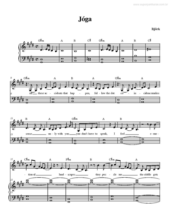 Partitura da música Jóga