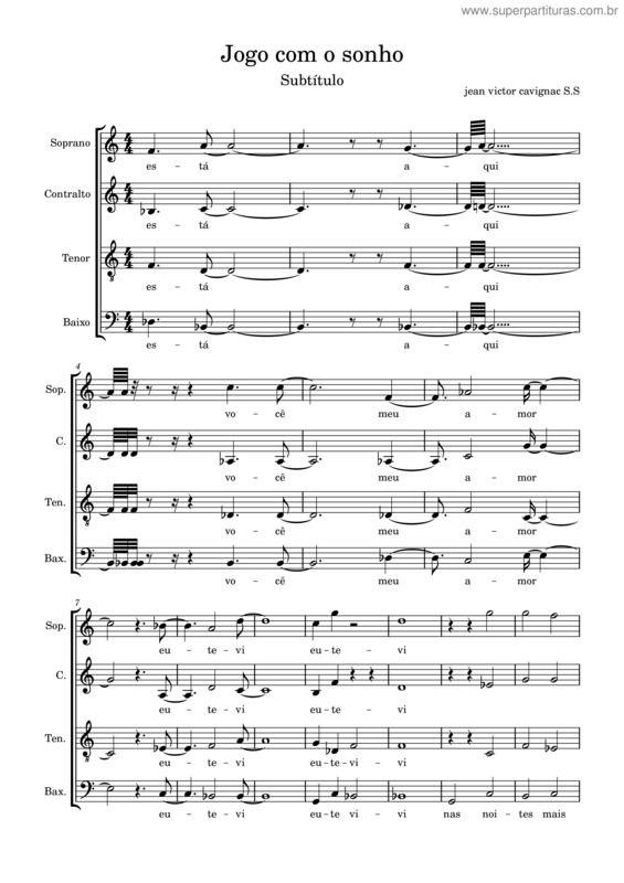 Partitura da música Jogo Com Sonho – Naejcangivac