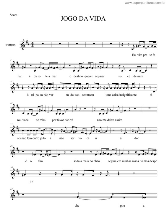 Partitura da música Jogo Da Vida