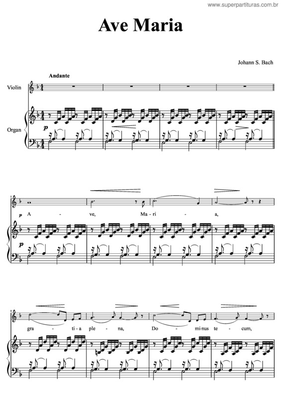 Partitura da música Johann Sebastian Bach – Ave Maria