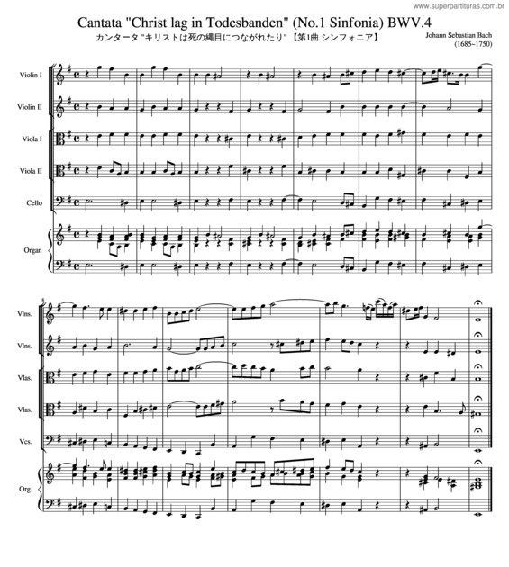 Partitura da música Johann Sebastian Bach