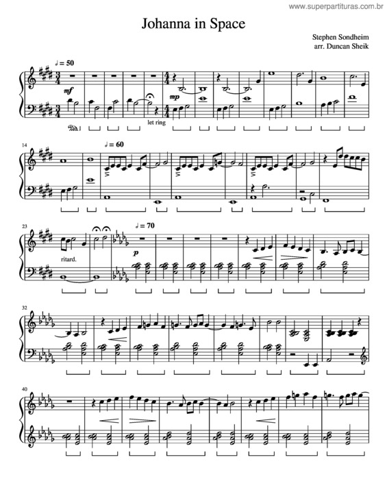 Partitura da música Johanna In Space