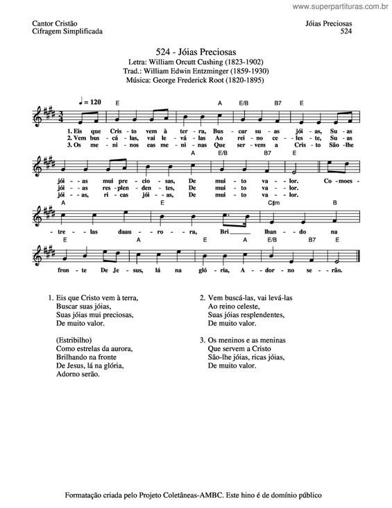 Partitura da música Jóias Preciosas v.2