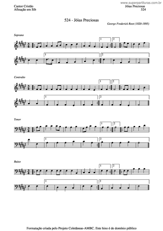 Partitura da música Jóias Preciosas v.4