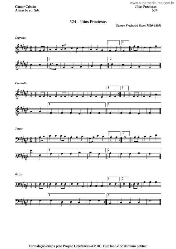 Partitura da música Jóias Preciosas v.4