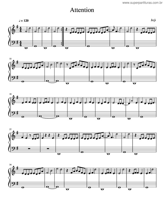 Partitura da música Joji – Attention