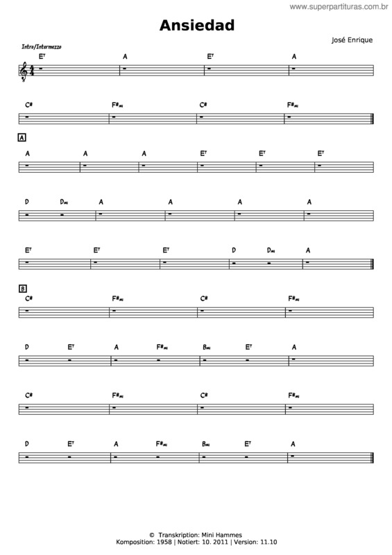 Partitura da música José Enrique – Ansiedad
