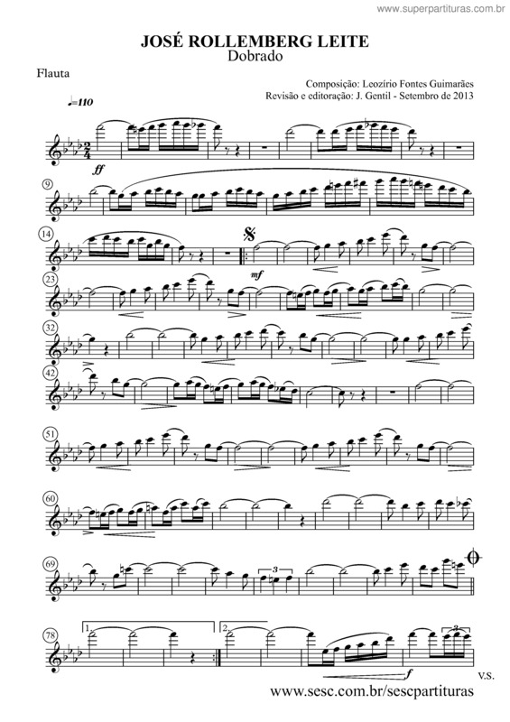 Partitura da música José Rollemberg Leite v.2