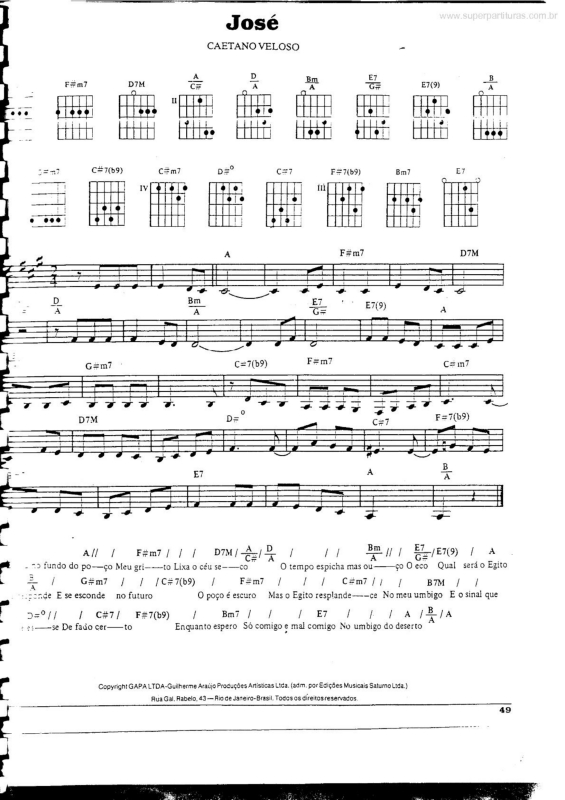 Partitura da música José