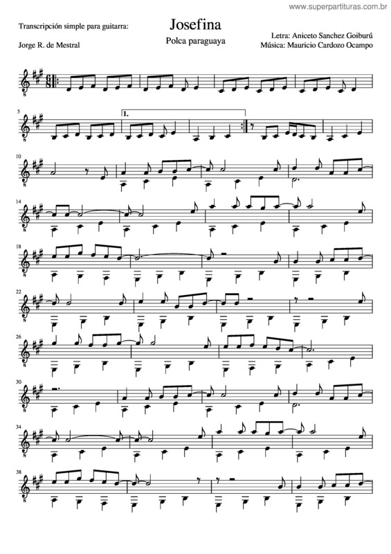 Partitura da música Josefina