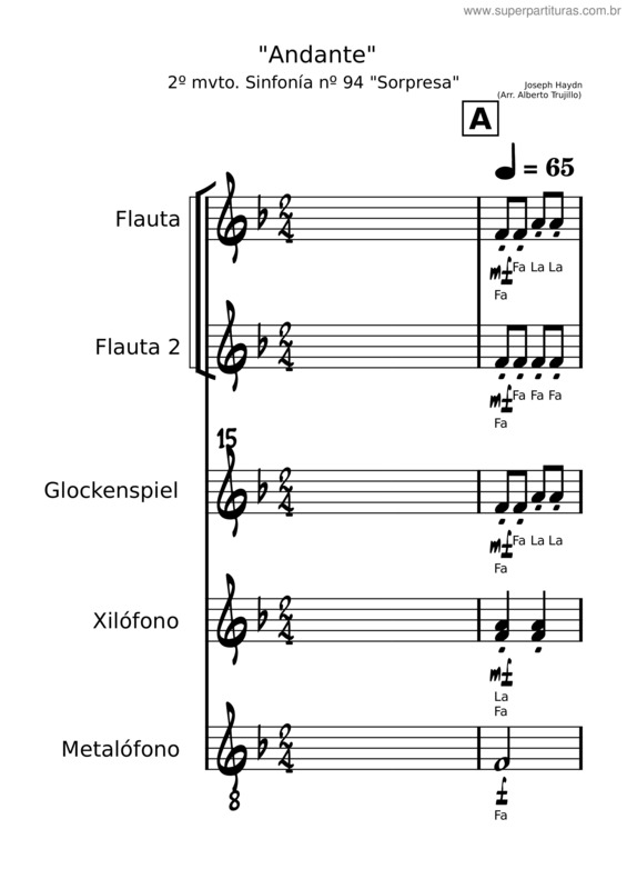 Partitura da música Joseph Haydn – Andante De La Sinfonía 94 «Sorpresa»