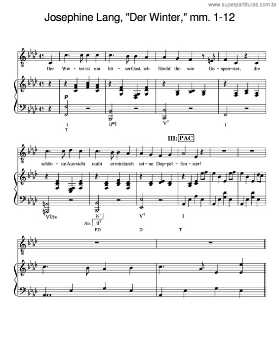 Partitura da música Josephine Lang,  Der Winter,  Mm. 1–12