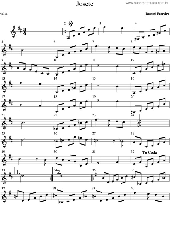 Partitura da música Josete