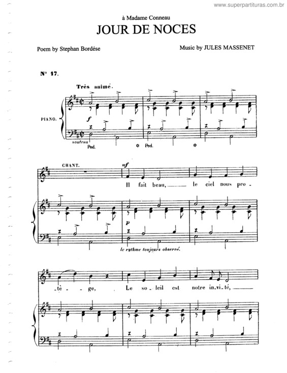 Partitura da música Jour de noces