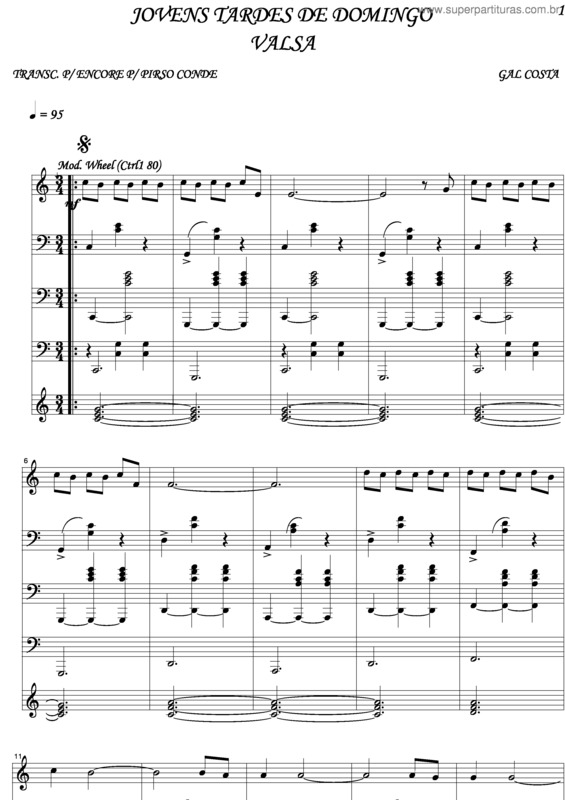 Partitura da música Jovens Tardes De Domingo v.2