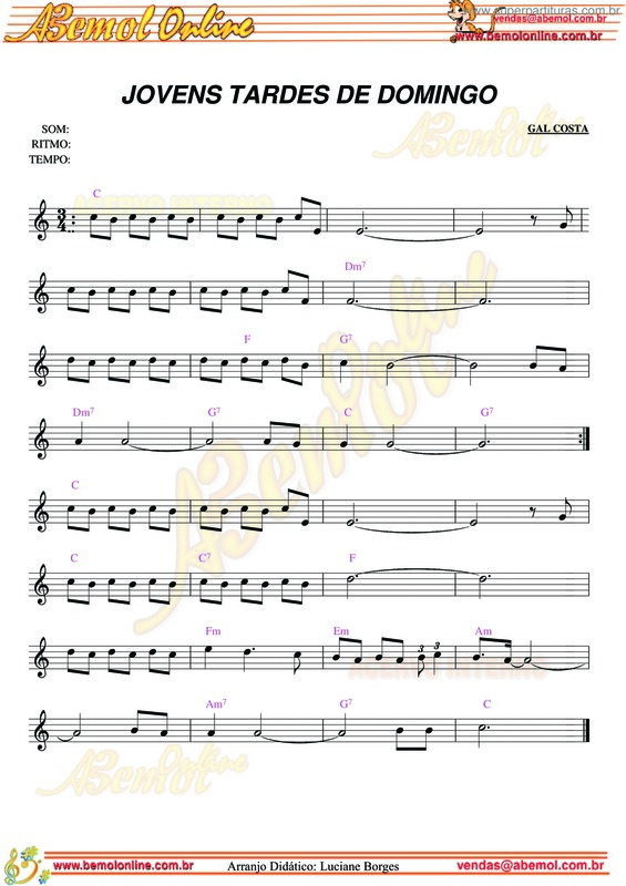 Partitura da música Jovens Tardes De Domingo v.4