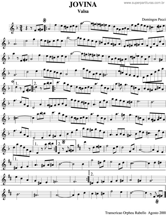 Partitura da música Jovina