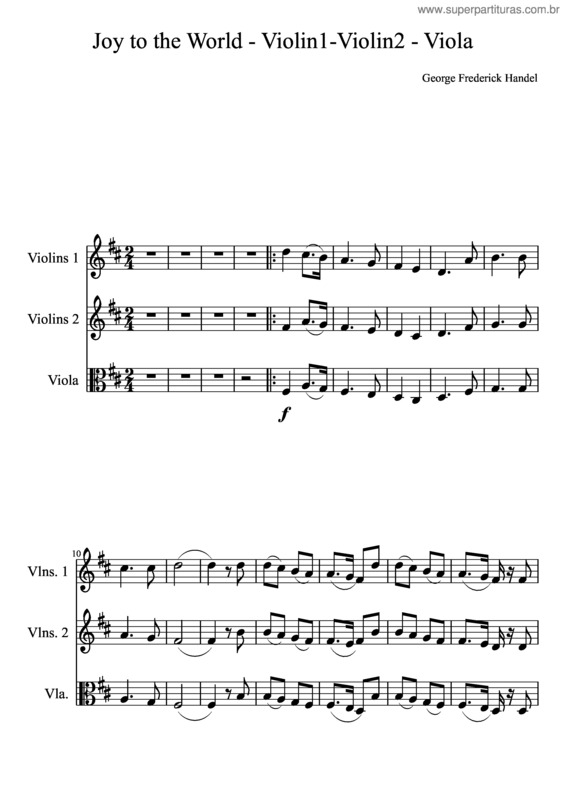Partitura da música Joy To The World – Violin1–Violin2 – Viola
