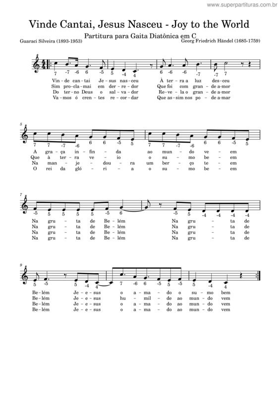 Partitura da música Joy To The World v.13