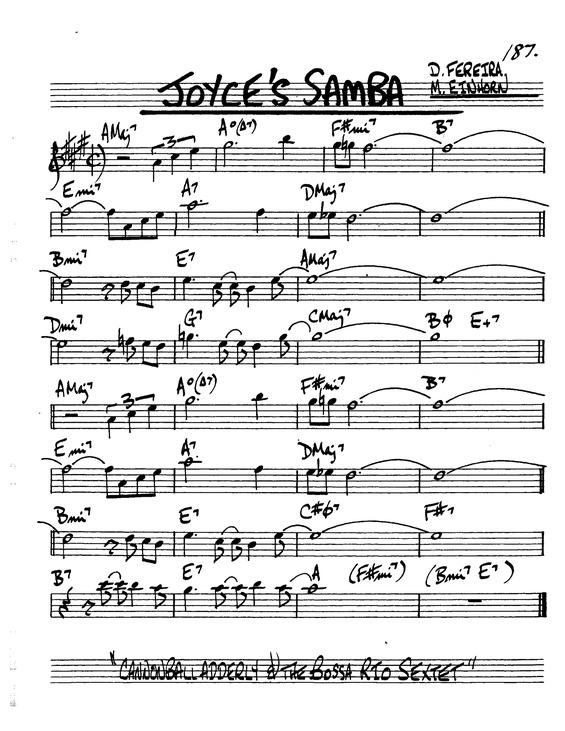 Partitura da música Joyces Samba