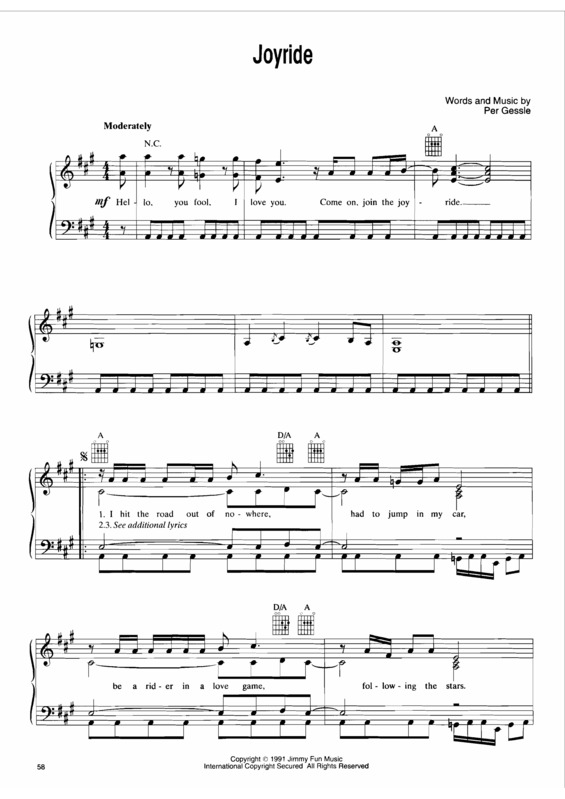 Partitura da música Joyride v.2