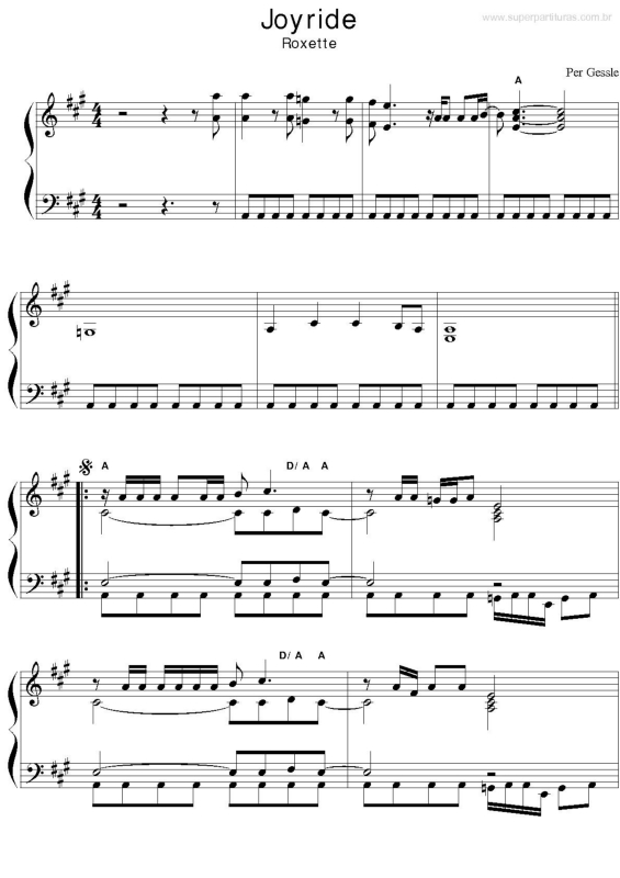 Partitura da música Joyride