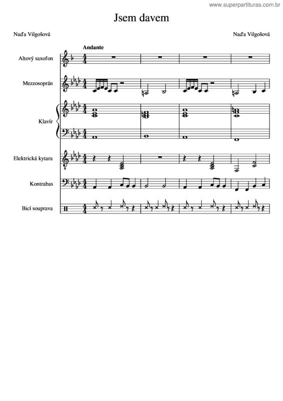 Partitura da música Jsem Davem Noty Soh48