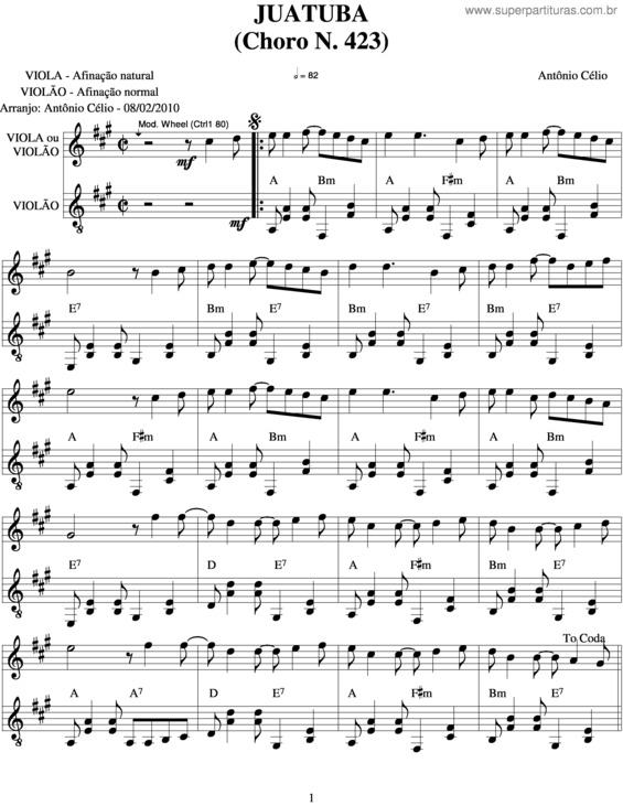 Partitura da música Juatuban