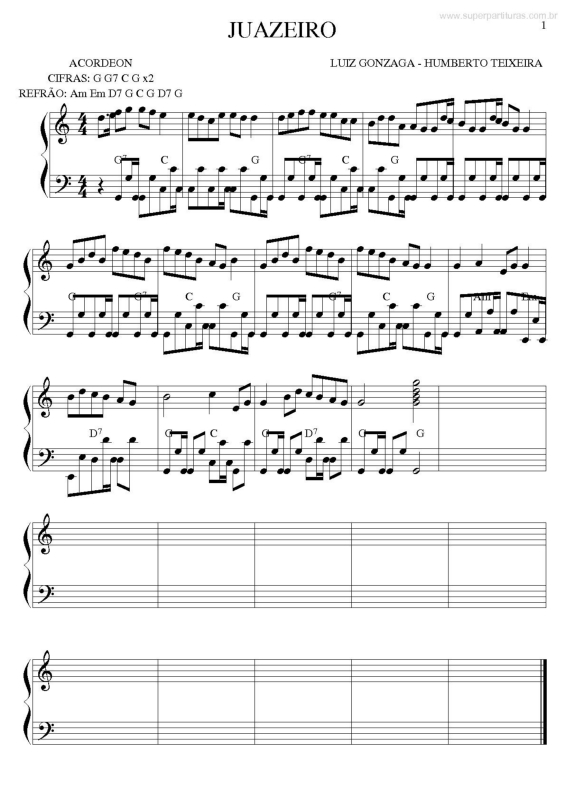 Partitura da música Juazeiro v.2