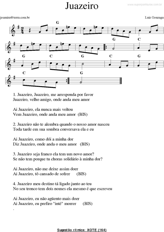 Partitura da música Juazeiro