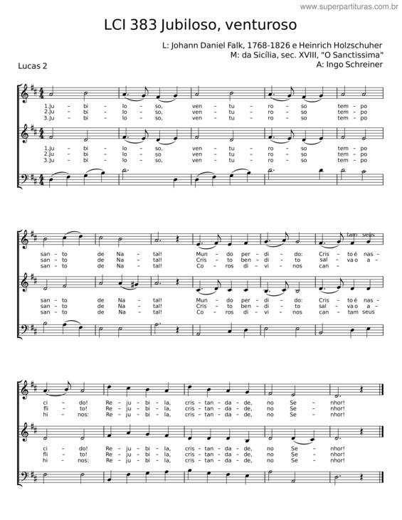 Partitura da música Jubiloso, Venturoso – Johann Daniel Falk