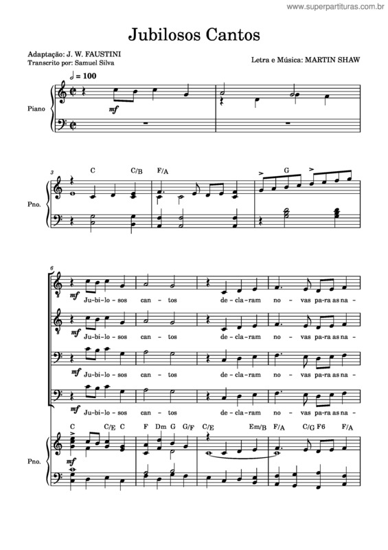Partitura da música Jubilosos Cantos