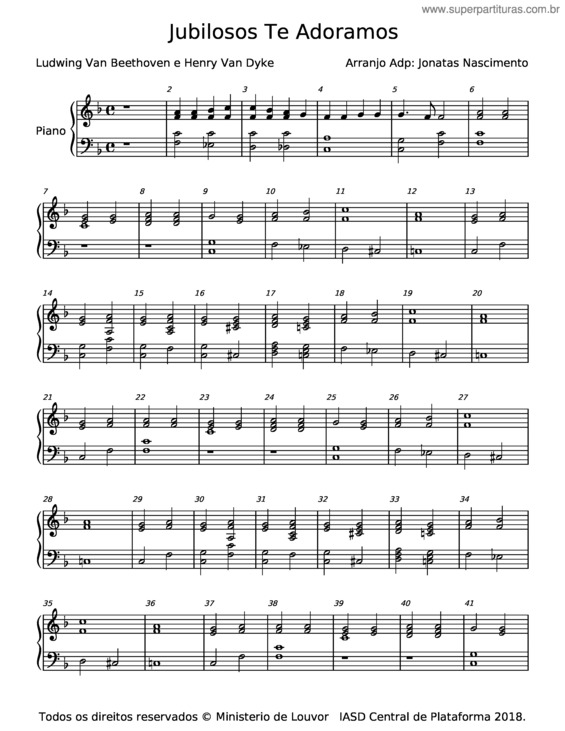 Partitura da música Jubilosos Te Adoramos – Ludwig Van Beethoven