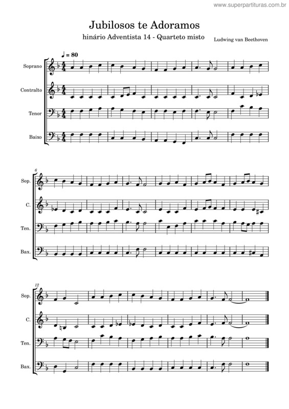 Partitura da música Jubilosos Te Adoramos v.6