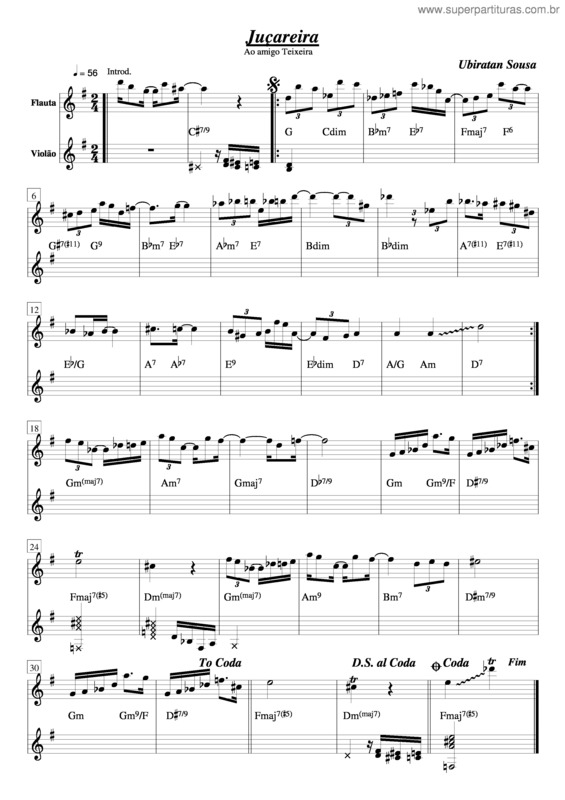 Partitura da música Juçareira