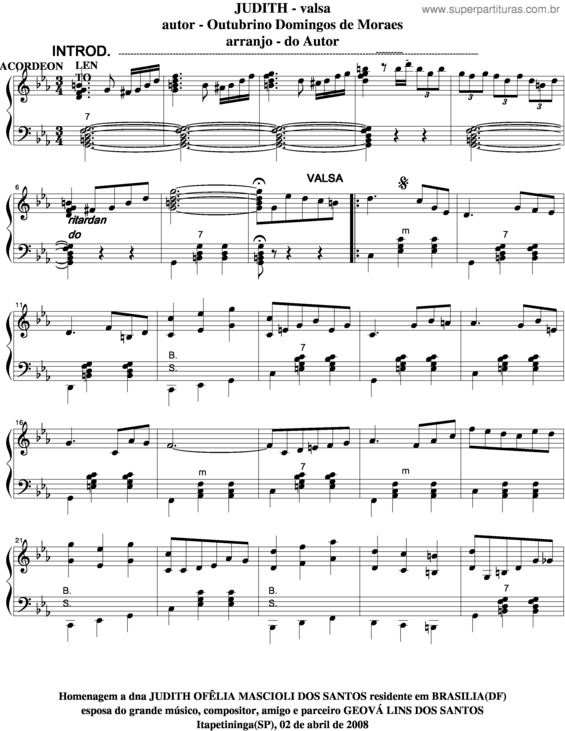 Partitura da música Judith v.5