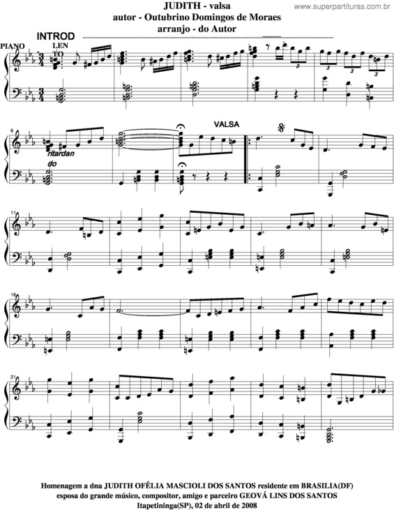 Partitura da música Judith v.8