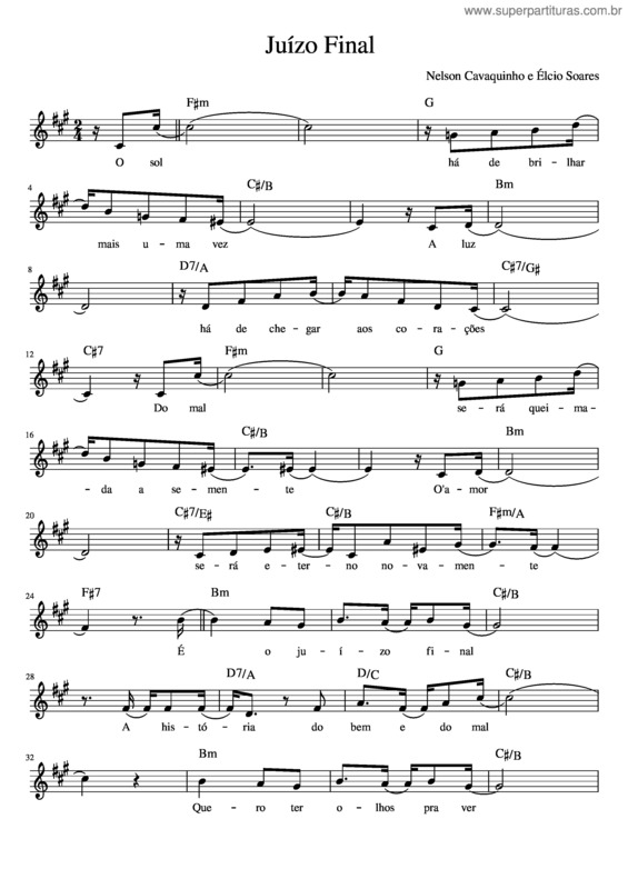 Partitura da música Juizo Final – Nelson Cavaquinho v.2