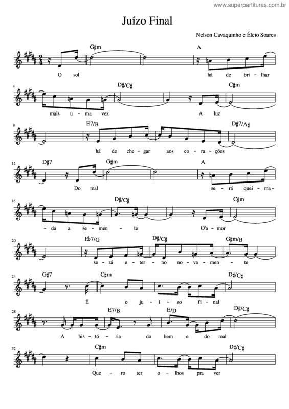 Partitura da música Juizo Final – Nelson Cavaquinho