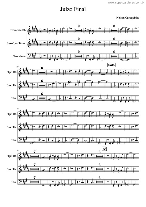 Partitura da música Juízo Final – Sopro