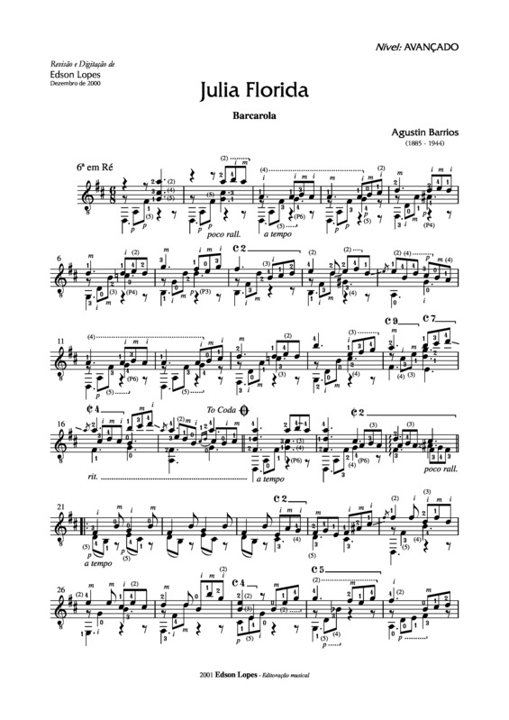 Partitura da música Julia Florida